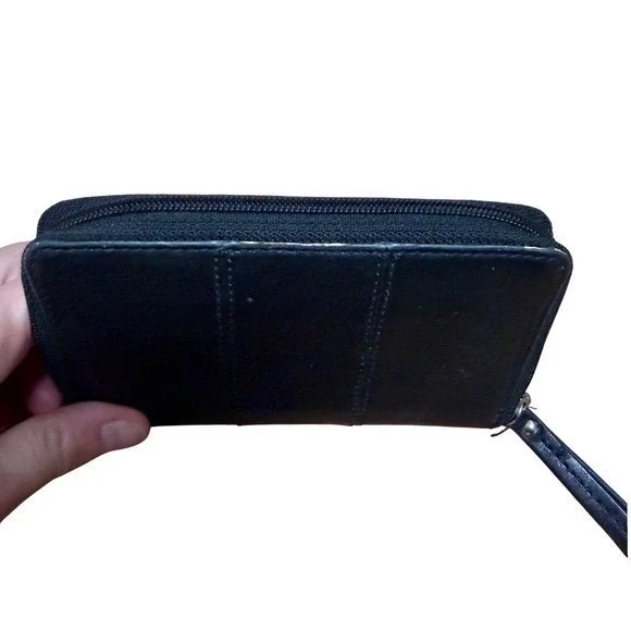 Y2K Coach Horse & Carriage Black Saffiano Leather Medium Wristlet‎ Zip Wallet - Picture 6 of 8